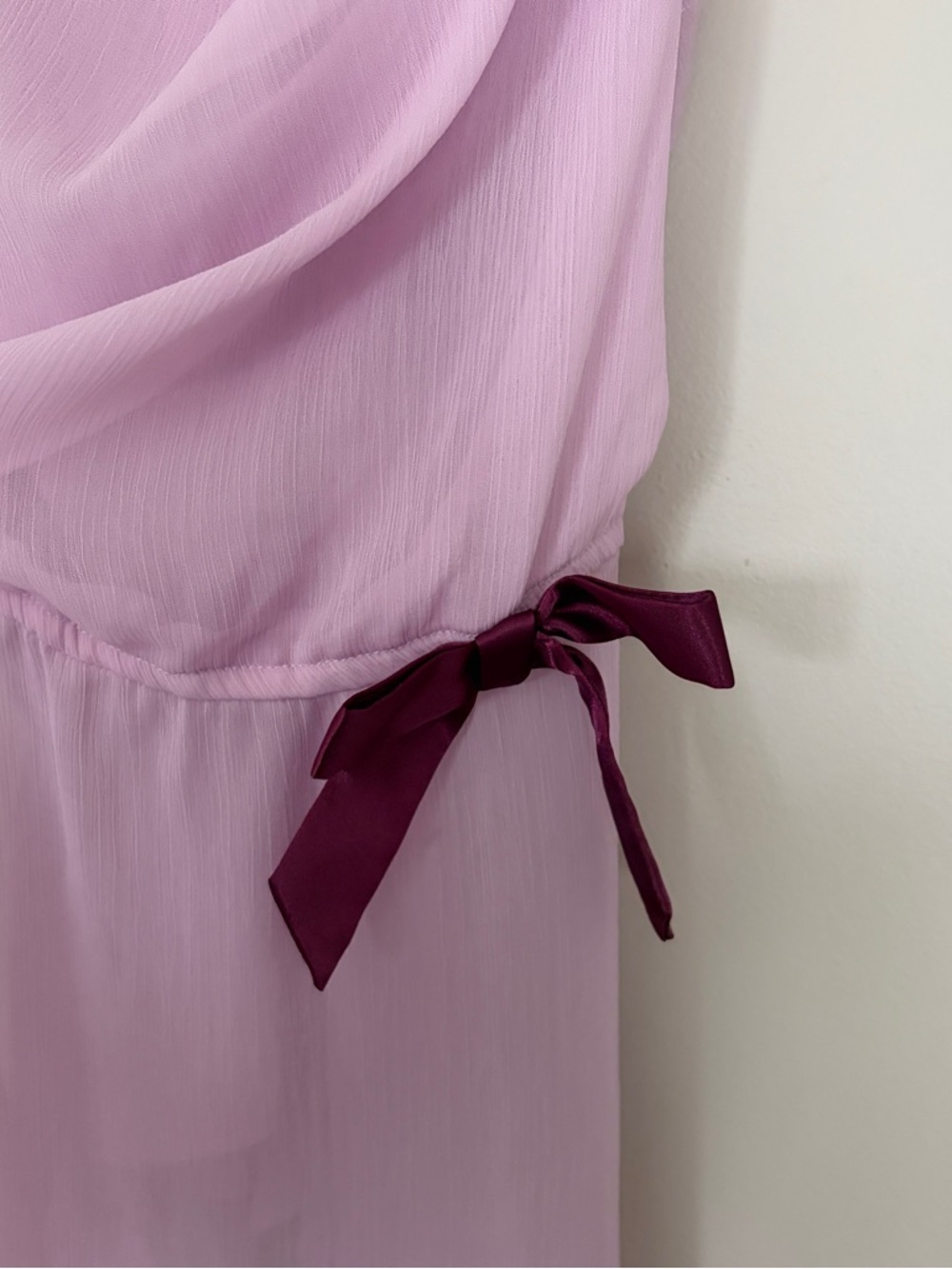Y2K semi sheer purple cowl neck going out top with satin straps - Picture 8 of 9